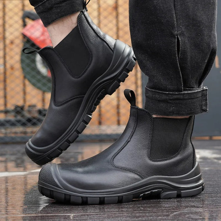 Herres Chelsea-boots – Skinn – Elastiske Paneler – Slitesterk Gummisåle – Komfortabel Passform