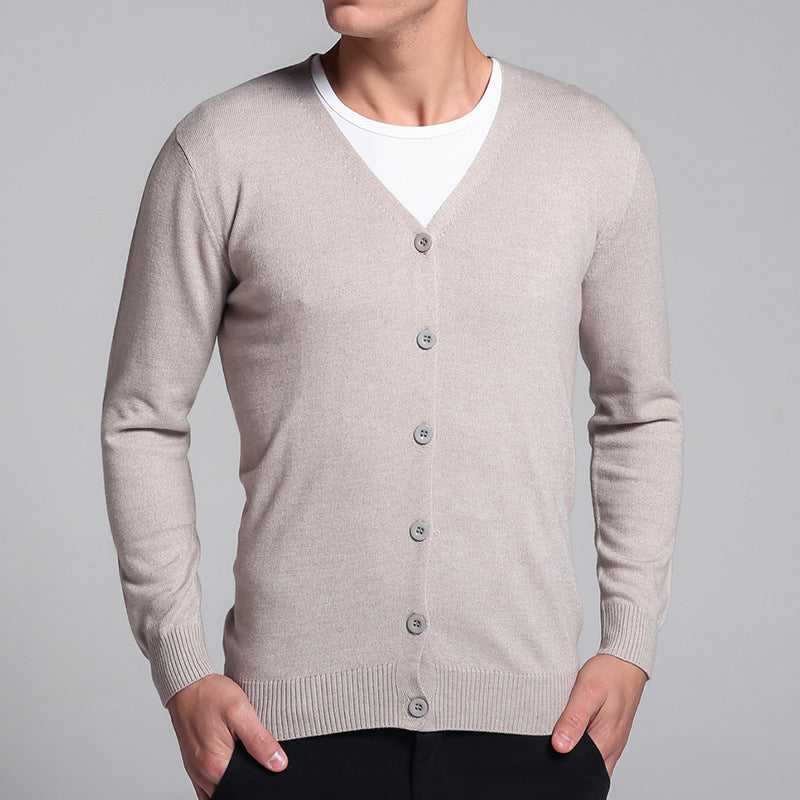 Herre Cardigan – V-hals – Slim Fit – Knappelukking – Myk og Komfortabel