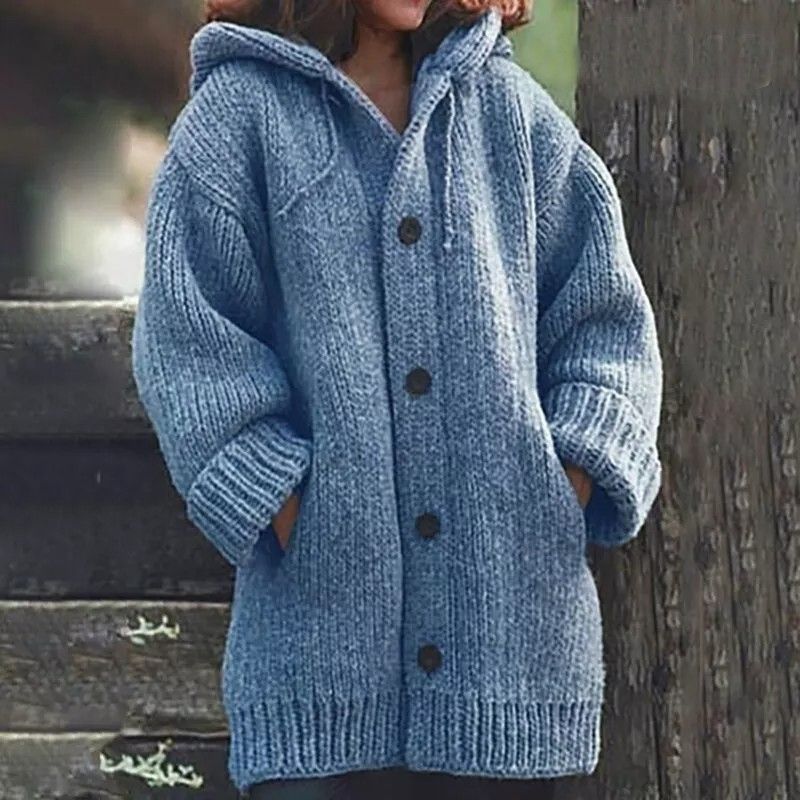 Blau weicher Strickmantel für Damen