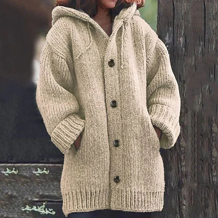 Beige weicher Strickmantel für Damen